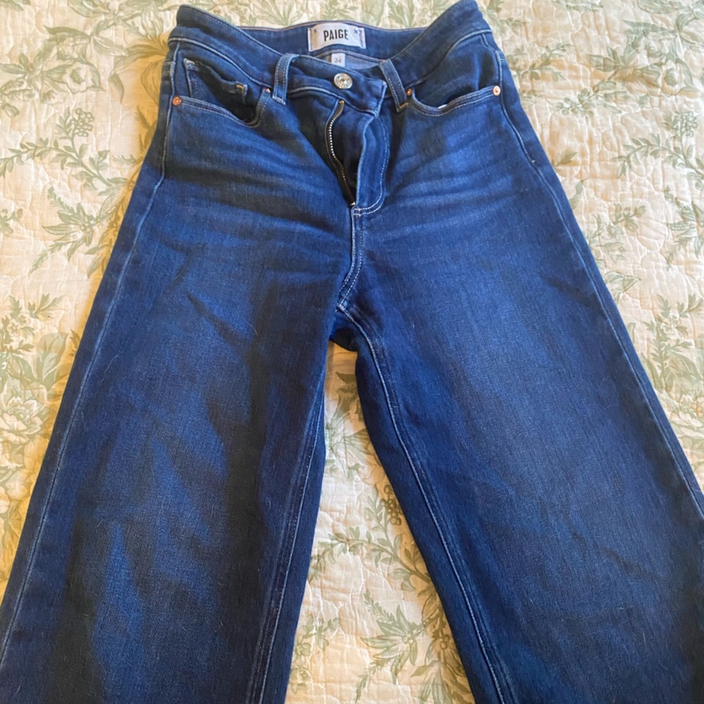 Paige High-Waisted Wide Leg Jeans (dark wash)